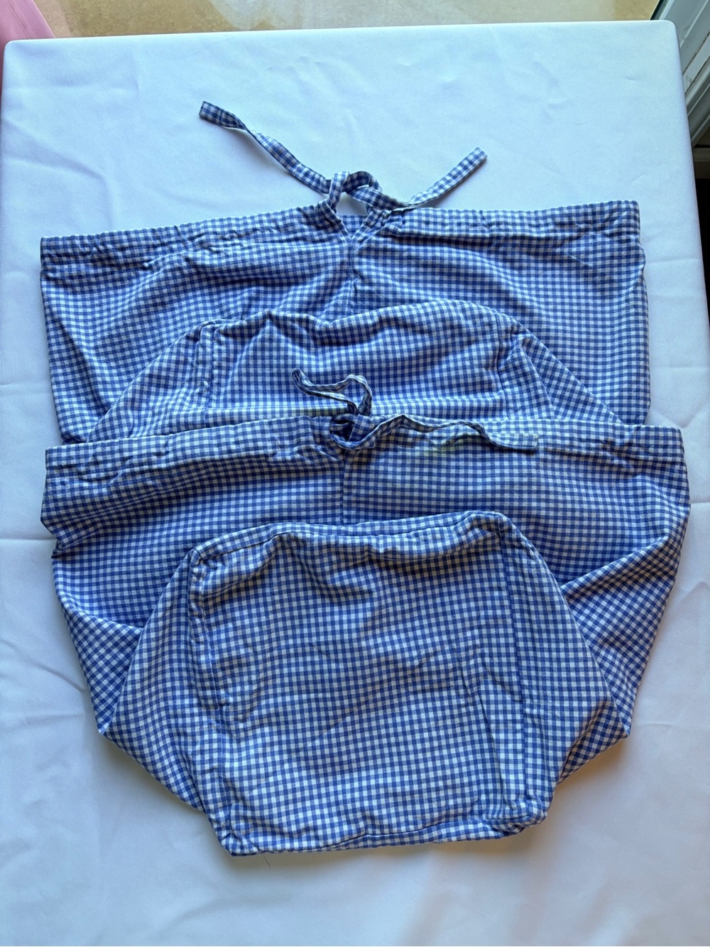 Pottery Barn Kids Blue Gingham Sabrina Basket Liners Size Large Set of 2